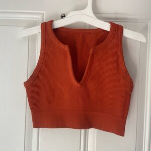Women's Orange Ribbed Crop Top